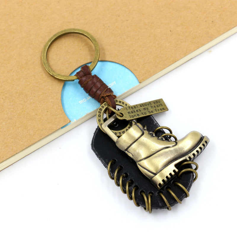 Wholesale Cowhide National Style Alloy Leather Boots Key Chain
